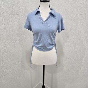 Baby Blue Crop Top Polo Size Ties Size M